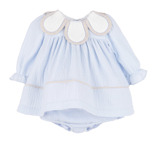 Cuddle Cotton Petal Float Dress- Blue