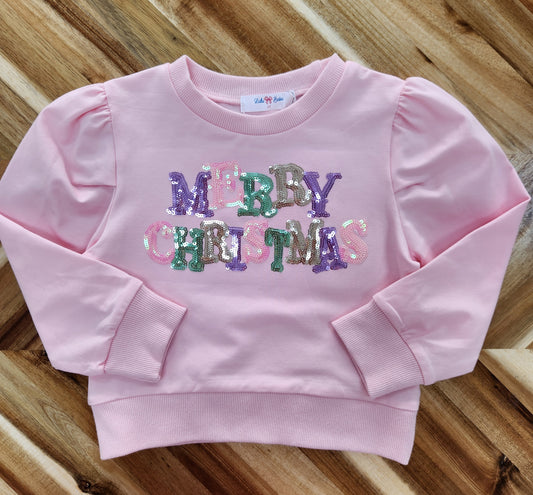 Merry Christmas Sequin Puff LS Shirt