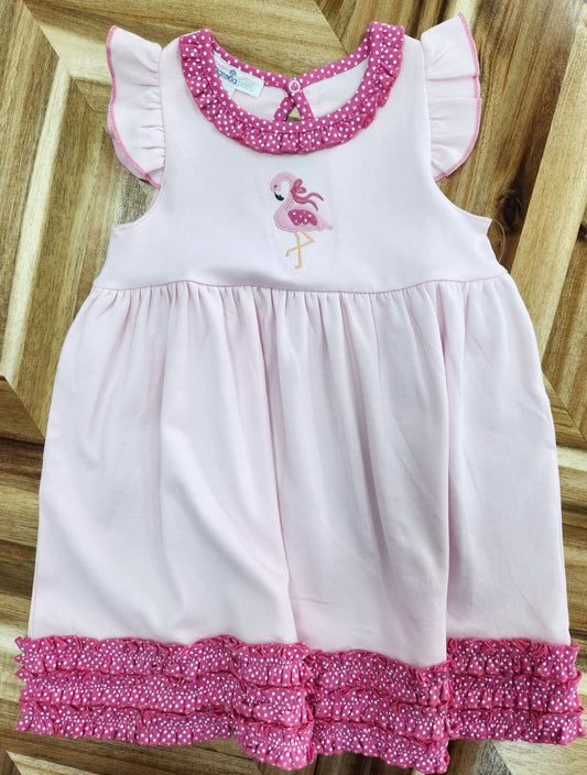 Fancy Flamingo Applique Flutters Dress