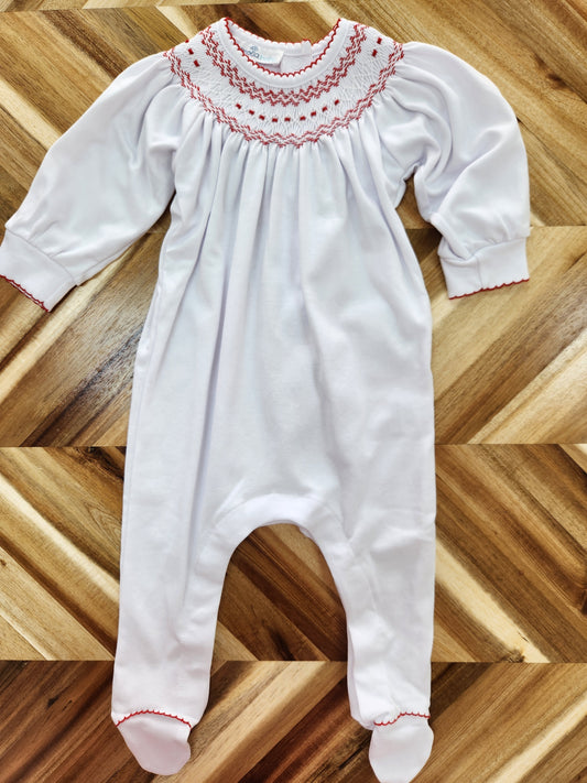 Chris and Eve's Classics Bishop Footie- White/Red