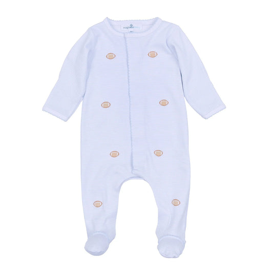 Touchdown Cutie Embroidered Footie- Light Blue