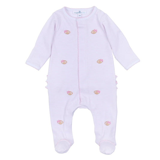 Touchdown Cutie Embroidered Ruffle Footie- Pink