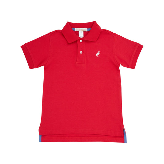 Prim & Proper Polo- Pima Richmond Red/Worth Ave White