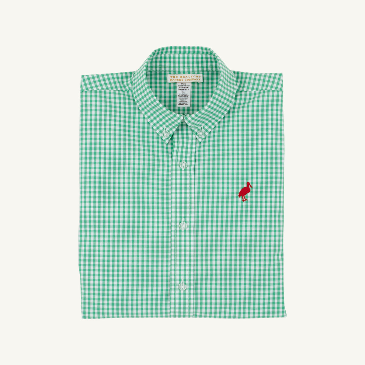Deans List Dress Shirt- Gibson Island Green Mini Gingham/Richmond Red Stork